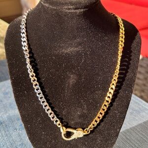 NWT Gold Silver Two Tone Stainless Steal Double Chain Necklace 16”